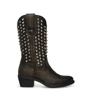 NWOT Steve Madden ✨ Studded Dark Brown 🤎Hayward Western 🤠 Heeled Boots 👢